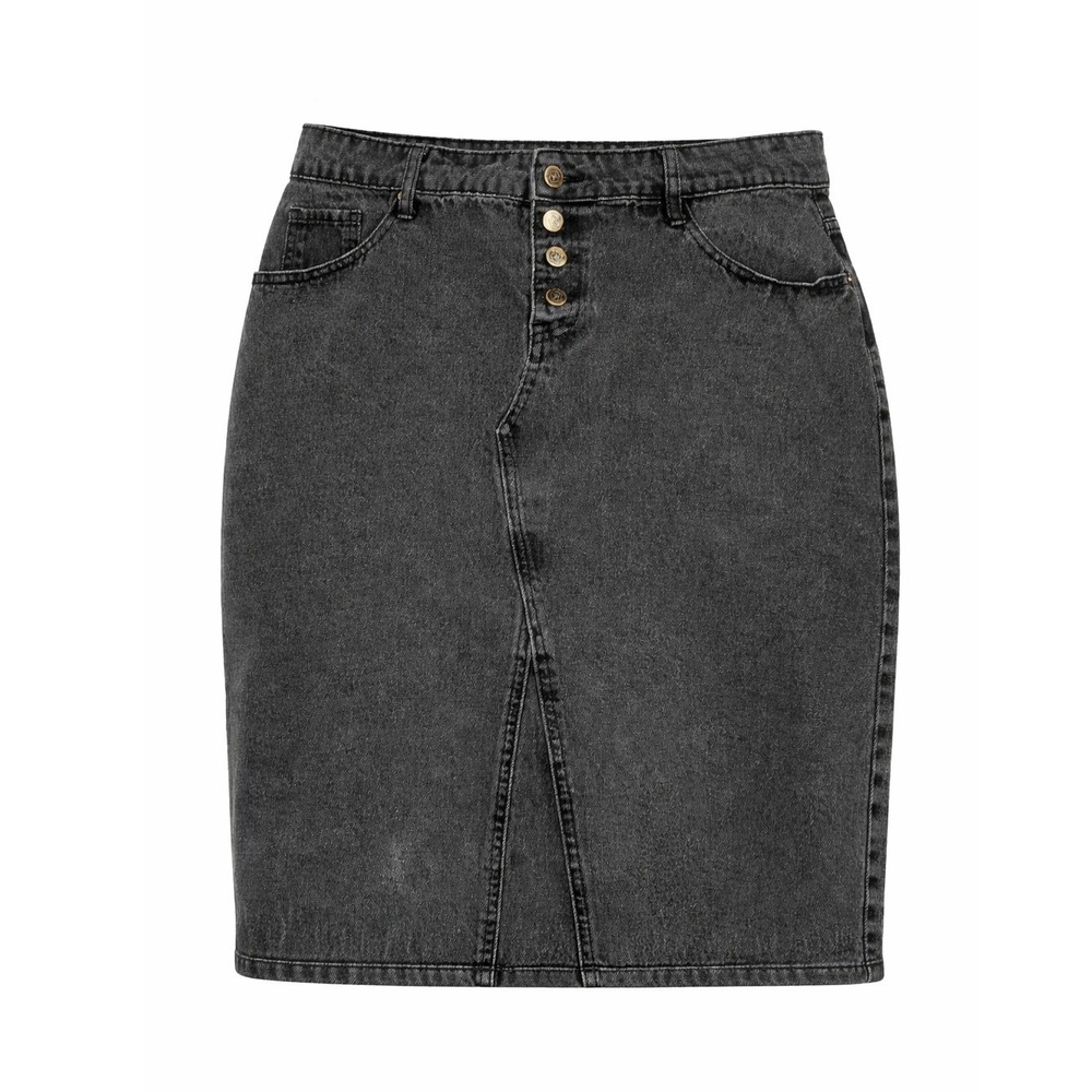 The Main Street Exchange Distressed Black Skirt Plus Size 14 Button Fly Modest